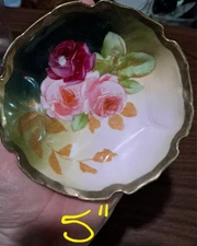 Antique Prussia Newport Belle Porcelain Hand Painted Small Bowl Trinket Dish 5"