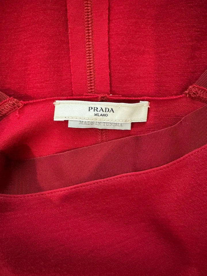 Vestido vaquero Prada para mujer mezcla de lana talla S rojo sin mangas lápiz Foto 3 de 3