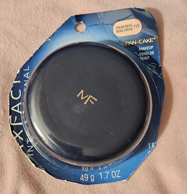 Vtg NIP Max Factor Pan-Cake Makeup 113 Cream Beige 1.7oz Water Activated