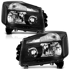 2pcs Headlights For 2004-2015 Nissan Titan 05-07 Armada Black Clear Corner