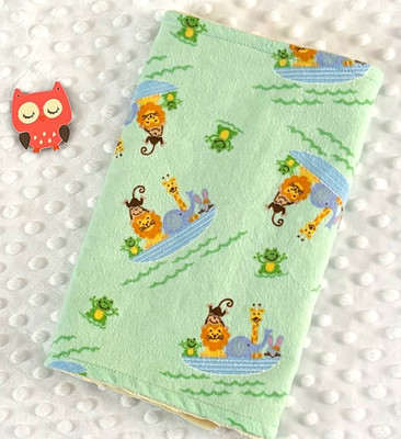 Handcrafted, Jungle Print & Yellow Bubble Minky Bubble, Baby Burp Cloth