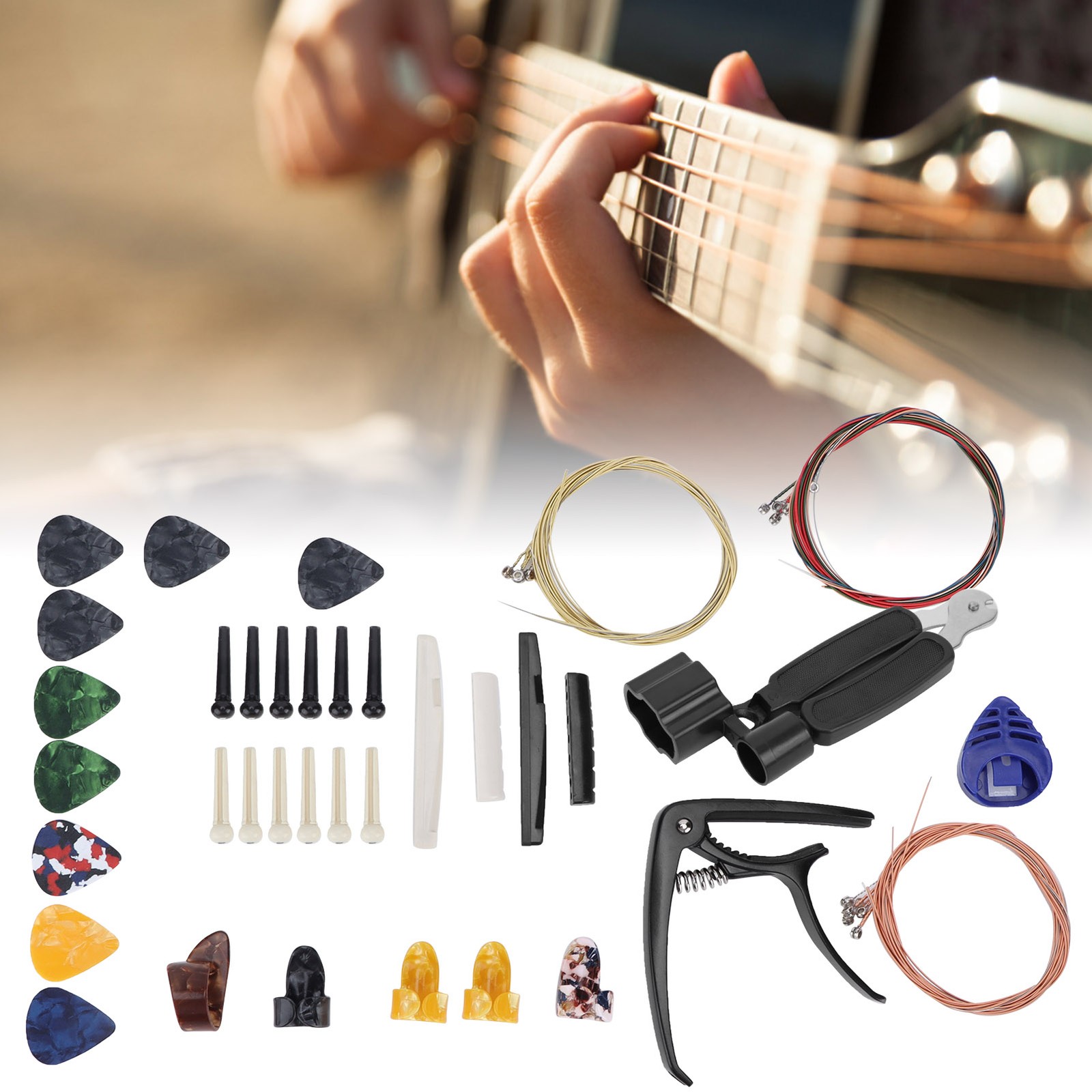 Guitar String Replacement Kit Accessory Set Changing Tool Pack Pick Holder