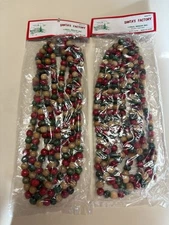 Vtg. Christmas Garlands (2) SANTA'S FACTORY Paul Minor Red,Green,Tan NOS Sealed!