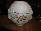 Vintage 8.5” White Milk Glass Ball GWTW  Lamp Shade 4” ROSES Gone With the Wind
