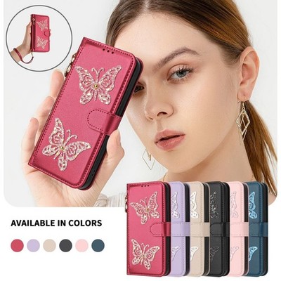 For XiaoMi 17 Pro Max, Fashion Buttery Cover Leather Wallet Stand Zipper Case