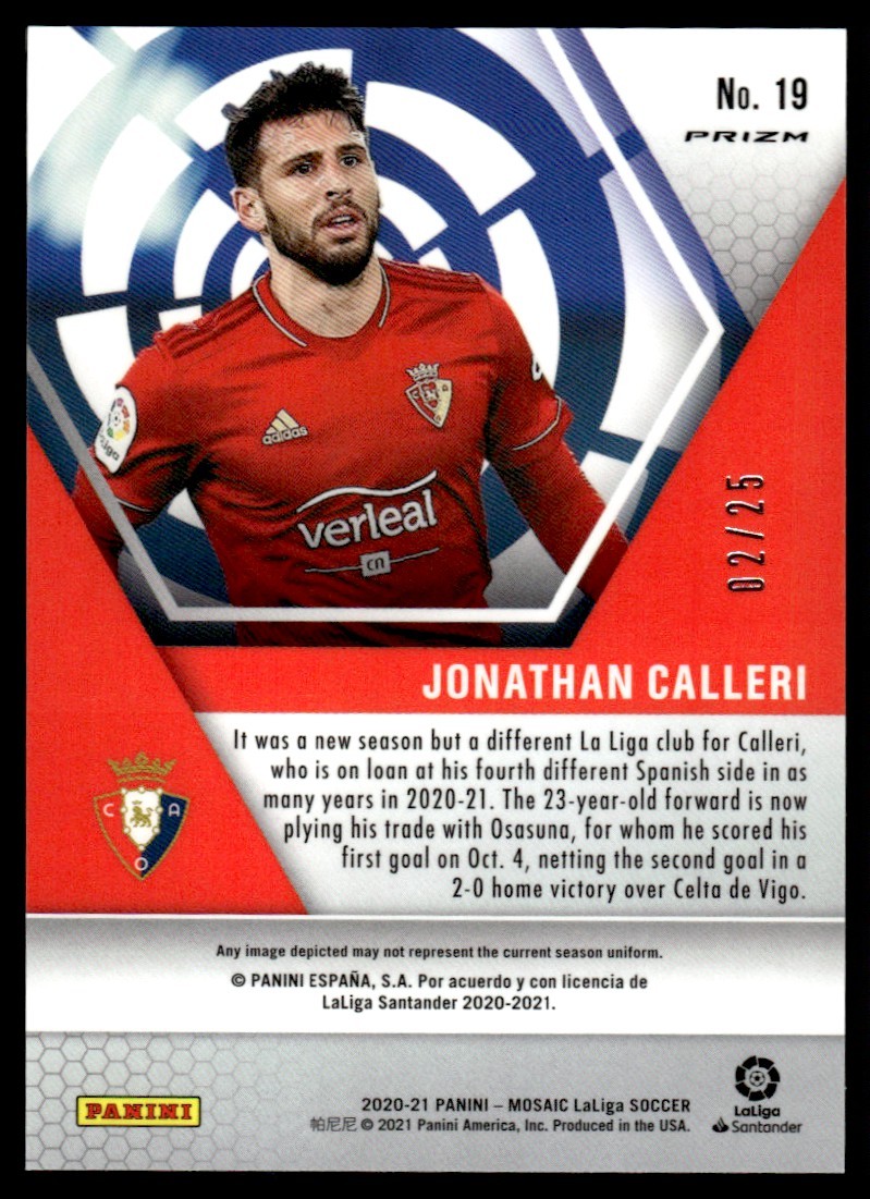 2020 Panini Mosaic La Liga Pink Mosaic Jonathan Calleri 02/25 Osasuna #19 view 2
