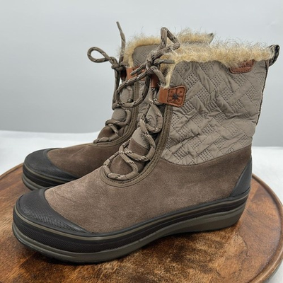 #ad Clarks Boots Wm 9.5 M Outdoor Winter Brown Suede Fur Lace Up Snow $33.75