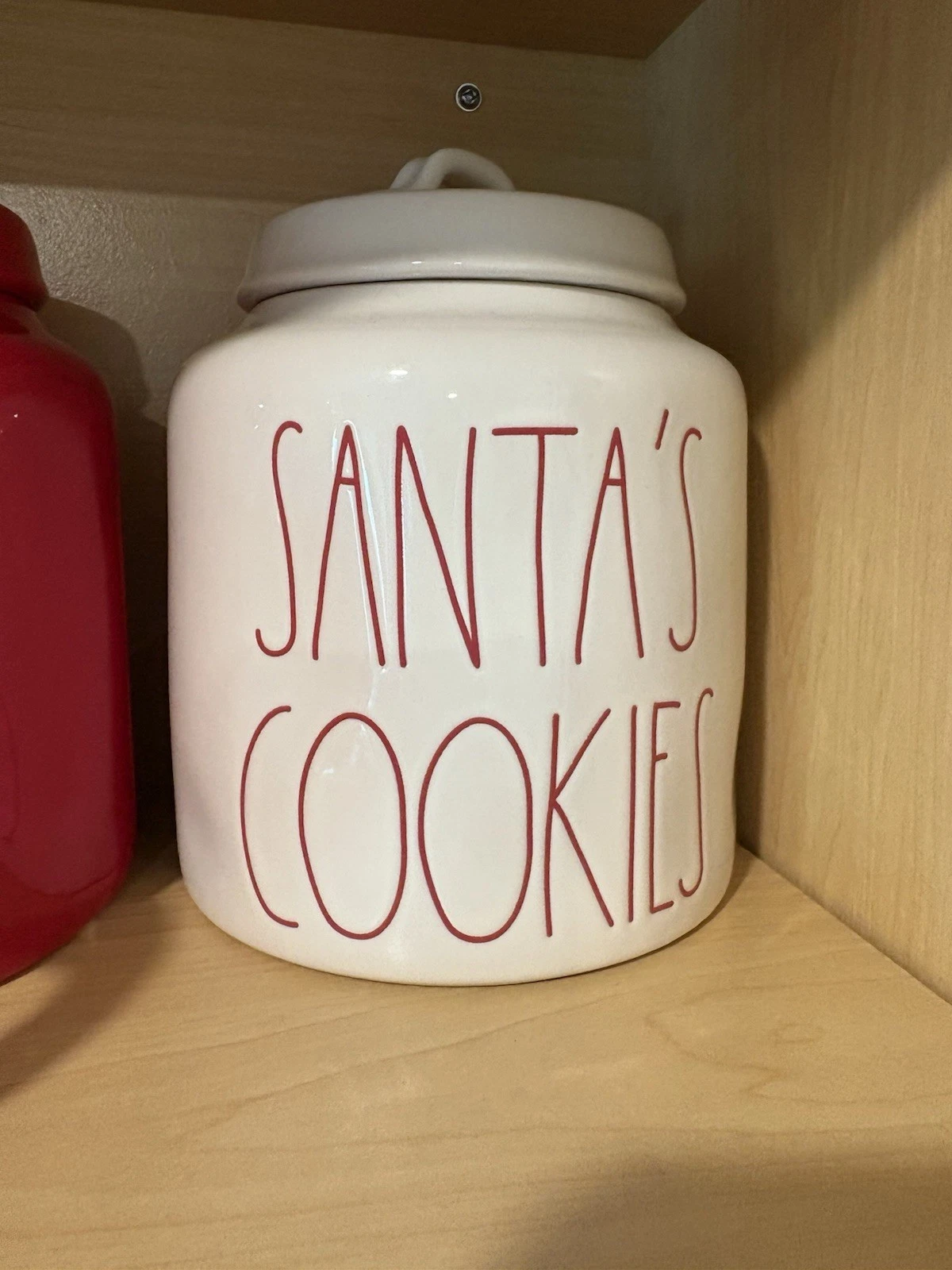 Rae Dunn "SANTA'S COOKIES" White Chubby Canister 8”