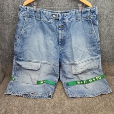 Marithe Francois Girbaud Mens 42 Baggy Cargo Denim Shorts Blue Y2K M FG Y2K