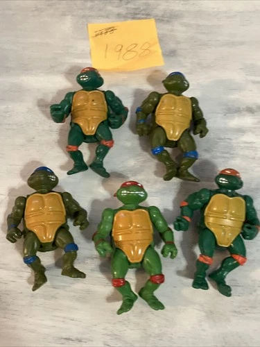 Lot Of 5 Vintage 1988 TMNT Teenage Mutant Ninja Turtles Figures Free shipping