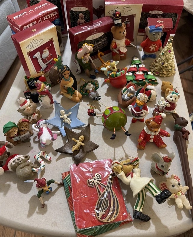 Vtg 40+ Hallmark Keepsake Ornaments-Disney + Russ, Avon & Others;Some W/Boxes EC