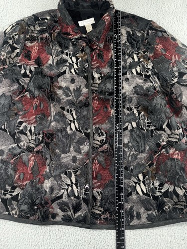 Blouse CJ Banks Femme 3X – Noir/Rouge, Motif Floral, Dentelle, Doublée