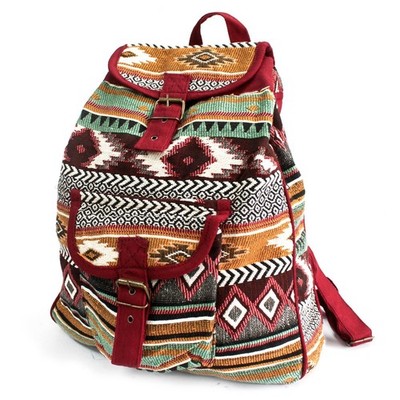 Jacquard-Taschen - brauner Rucksack- Made in India