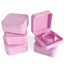 5 Pack Pink Velvet Bangle/Bracelet Gift Box Jewelry Storage Box Accessories Case