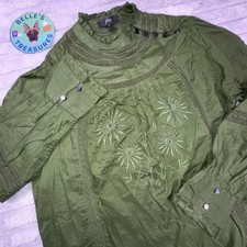 J.Crew Small High Neck Sheer Green LS  Floral Tunic Dress Slip Boho Cottagecore