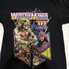 WrestleMania VI Ultimate Warrior Macho Man 1990 WWF Black TShirt Size Small