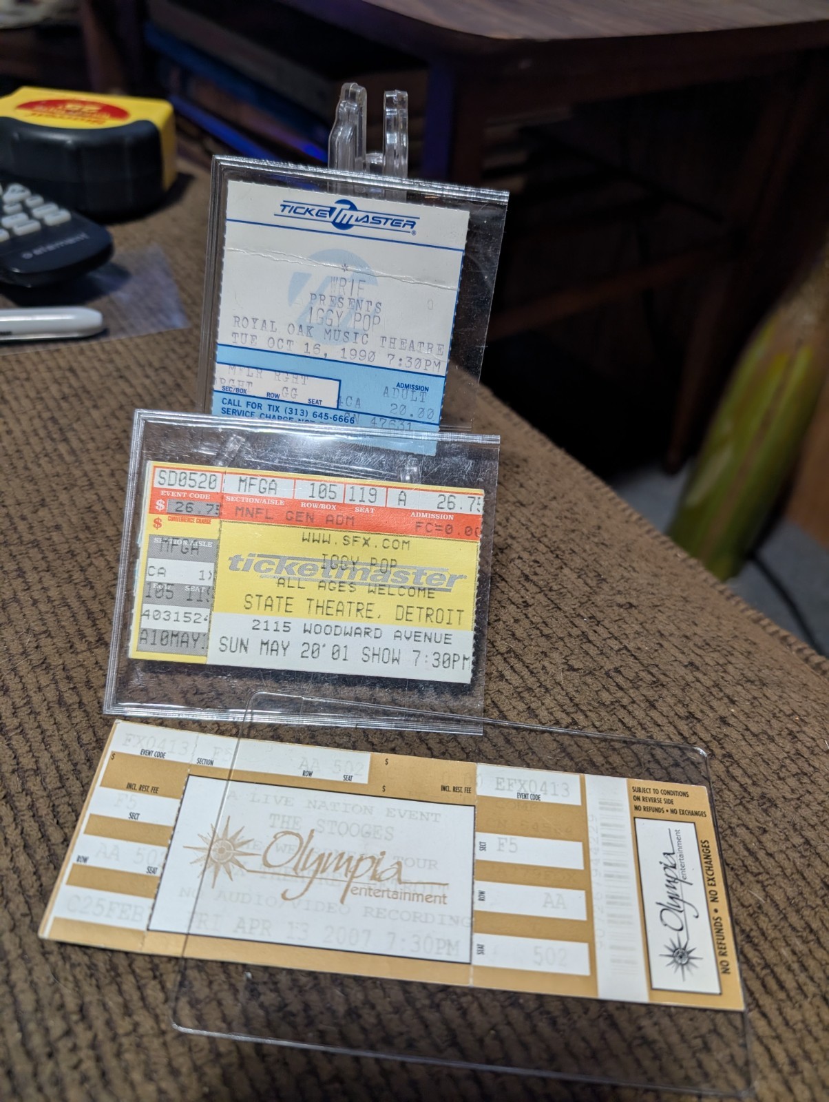 3 iggy pop concert tickets 1990 2001 2007 royal oak music state theatre rare