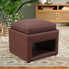 Pu Ottoman with Storage, Square Foot Ottomans with Storage, Coffee Table Top Cov
