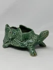 Vintage MCCOY POTTERY Turtle Planter Pot green leaves 8” wide outdoor indoor euc