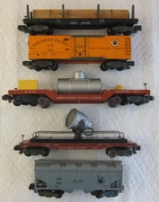 AMERICAN FLYER S  5ea. KNUCKLE COUPLER FREIGHT CARS-1950's-NICE! $14.95 SHIP!