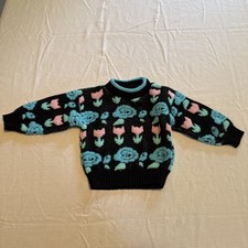 Vintage 90  s Toddler Girl Freedom Togs Floral Sweater Sz 4T Made In USA