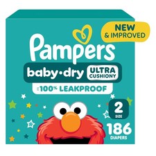 Baby Diapers Size 2 Absorbent Disposable 186 Count Pampers Dry Infant overnight