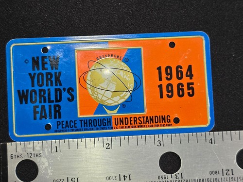 2" x 3" 1964 1965 New York World's Fair U.S. Steel Unisphere Mini License Plate - Picture 10 of 17