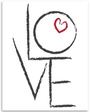 LOVE Geometric Style Romantic Heart Typography Modern Minimalist Wall Art