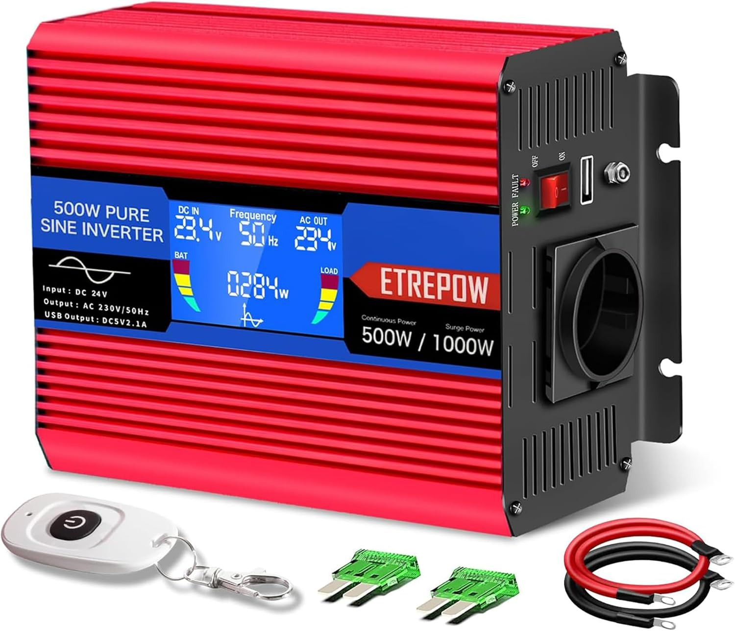 500W Inverter Auto 24V 220V Onda Sinusoidale Pura Trasformatore Con Presa 1 Euro