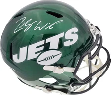 Zach Wilson Signed New York Jets Green Full Size Replica Speed Helmet Beckett
