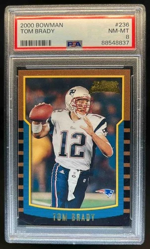 2000 Bowman Tom Brady Rookie RC #236 Patriots PSA 8