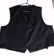 Men's Big Tall Black Solid Formal Tuxedo Vest Waistcoat Button Front 3XL