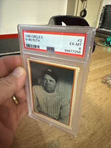 Babe Ruth Baseball Card PSA 6 Vintage NYC New York Yankees Circle K Bambino 1985 - Foto 4 di 13