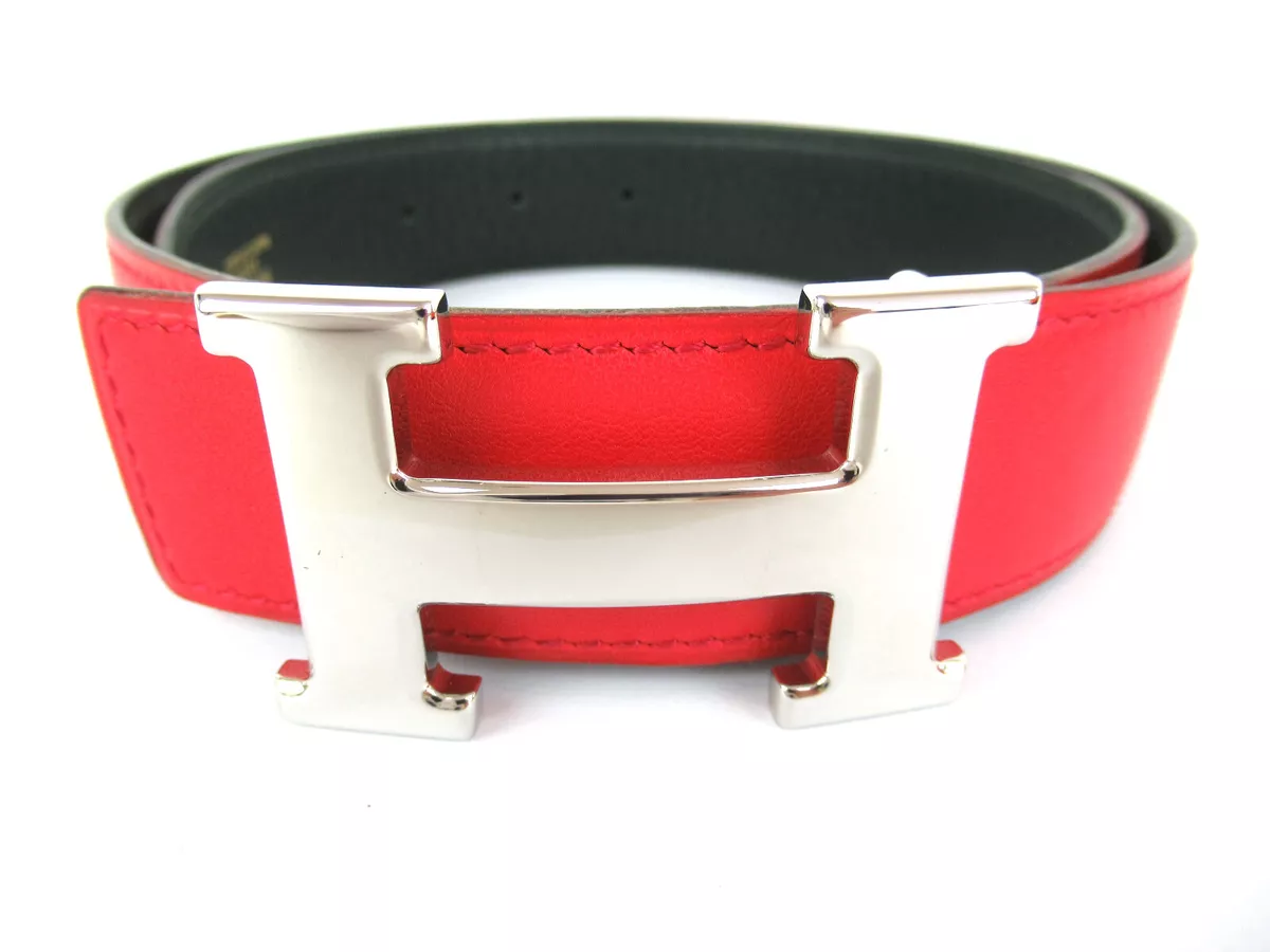Authentic HERMES Constance Silver H Buckle Red Reversible Leather
