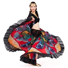 720 Degrees Dancing Luxury Butterfly Print BellyDance Skirt Lace BohemianGypsy