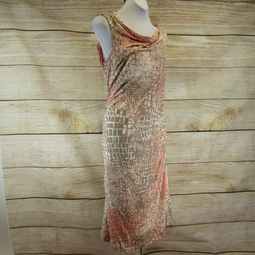 Tommy Bahama Pink Tan Sheath Dress Size L Sleeveless Scoop Neck Ruching NEW $138 - Picture 6 of 11
