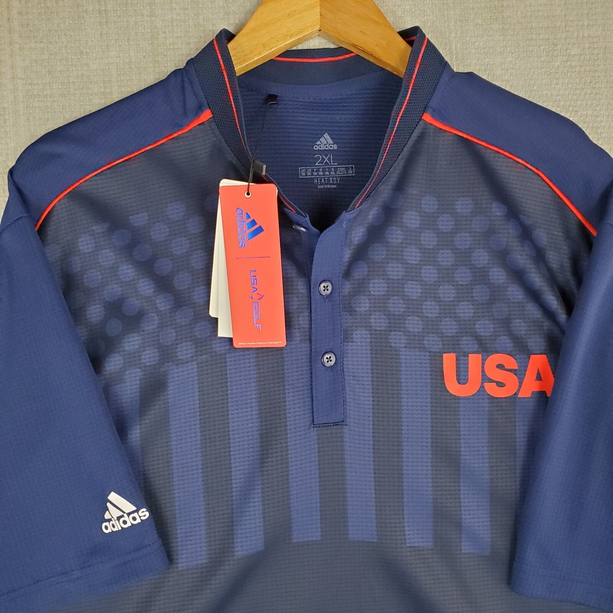 ADIDAS x USA GOLF NEW $90 Size 2XL Mens Henley Polo Shirt
