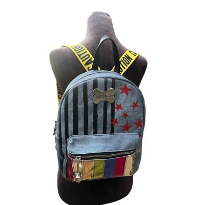 daisy fuentes microfiber mini backpack item dfb9010 Daisy Fuentes Beige Backpack with Zipper & Logo Accents Adjustable Strap