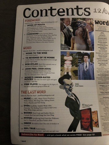 WORD MAGAZINE Dec 2004 Issue 22 John Peel Bob Dylan Pink Floyd David Starkey - Picture 2 of 4