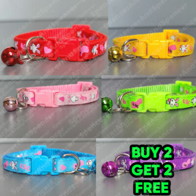 Verstellbares Katzenhalsband Hase Kaninchen Glocke Katze Haustier Welpe Druckknopfschnalle UK