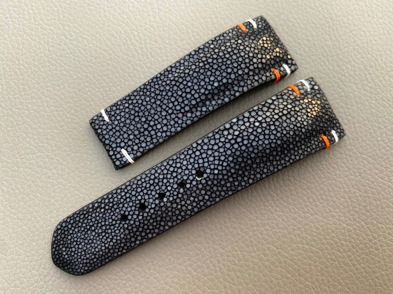 22mm/20mm Genuine stingray skin Watch Strap Band, handmade leather