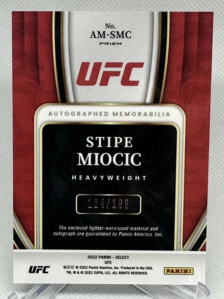 2022 Select Stipe Miocic #AM-SMC Silver Prizm Memorabilia Relic Auto 100/199 - Image 2 of 2