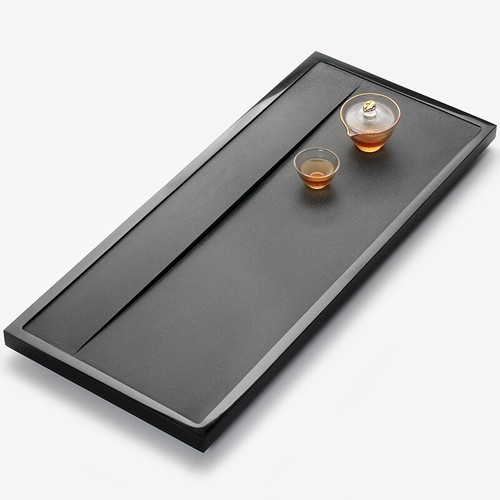 Stone Tea Tray Simple Pattern Black Stone Weighted Tea Table Water Draining Tray - Picture 8 of 11