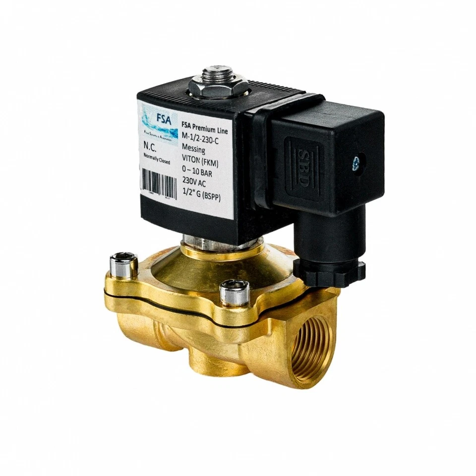 FSA Magnetventil Messing stromlos geschlossen 1/8-2" bis 150°C - Bild 4 von 4