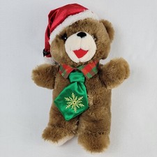 Dan Dee Holiday Time Snowflake Fluffy Brown Teddy Bear with Tie Soft Plush Toy
