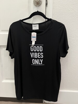 NWT Thread Times Made in USA Good Vibes Only Black Graphic Tee T-shirt Top XL