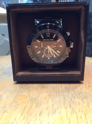 Michael Kors Chronograph Gloss Black Ceramic Oversized Watch 