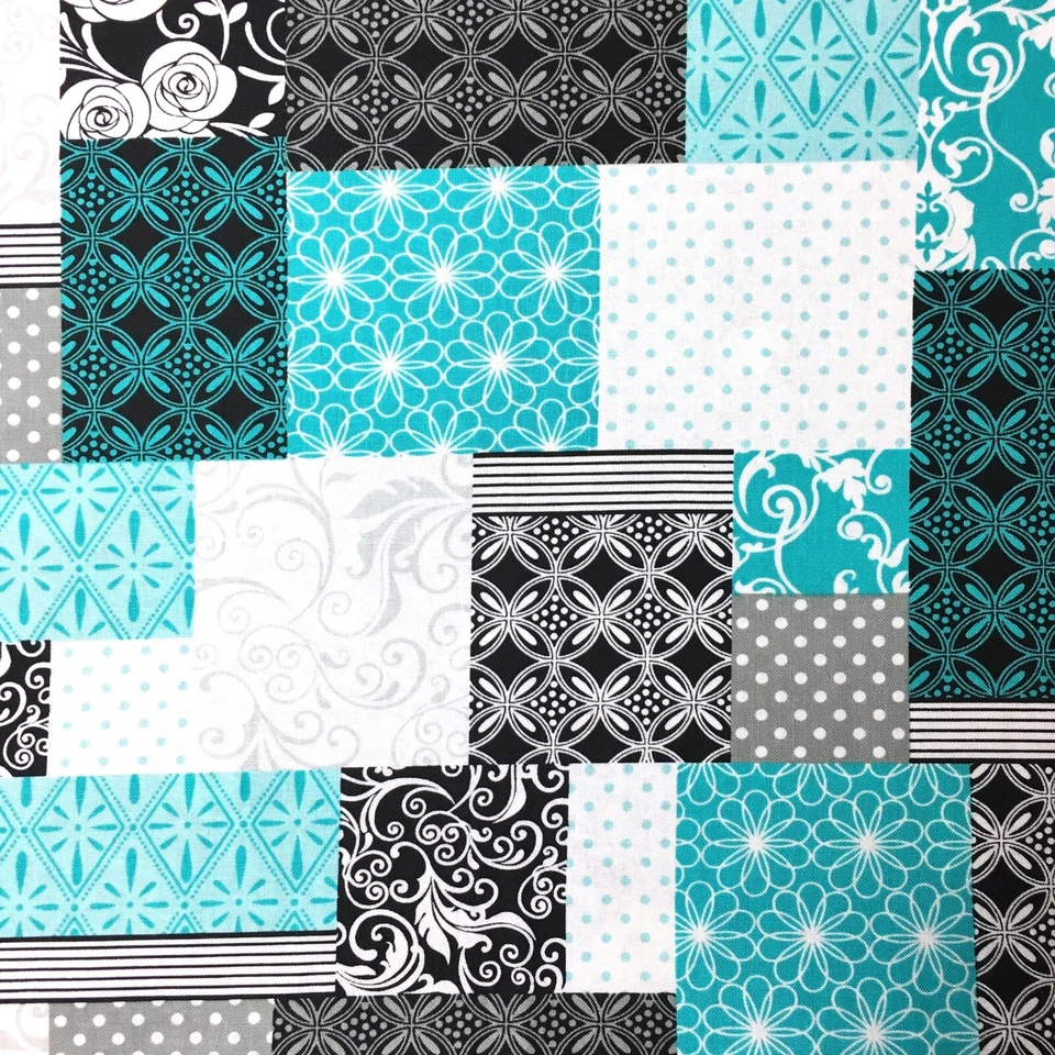 Paisley Patchwork Rose Cherish Patch Turquoise Sewing Quilting Fabric FQ - image 2 of 3