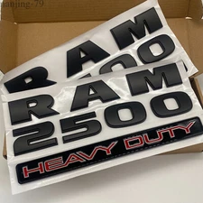 2PCS SET Front Door Emblems Badges Fits For RAM 2500 HEAVY DUTY Matte Black Red