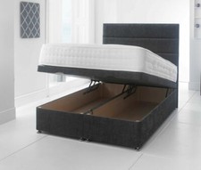 Chenille Gas End Lift Divan Ottoman Storage Bed Frame Base Headboard Mattress